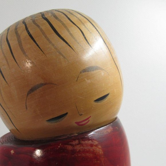 Big red Japanese kokeshi doll/ kokeshi doll/ set k - Picture 3 of 9